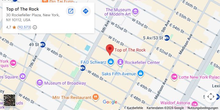 Google Maps: Rockefeller Center und Top of the Rock in Manhattan